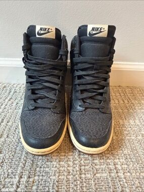 Nike Black High-Top Wedge Sneakers with Off-White Soles